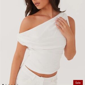 Peppermayo White One-Shoulder Blouse